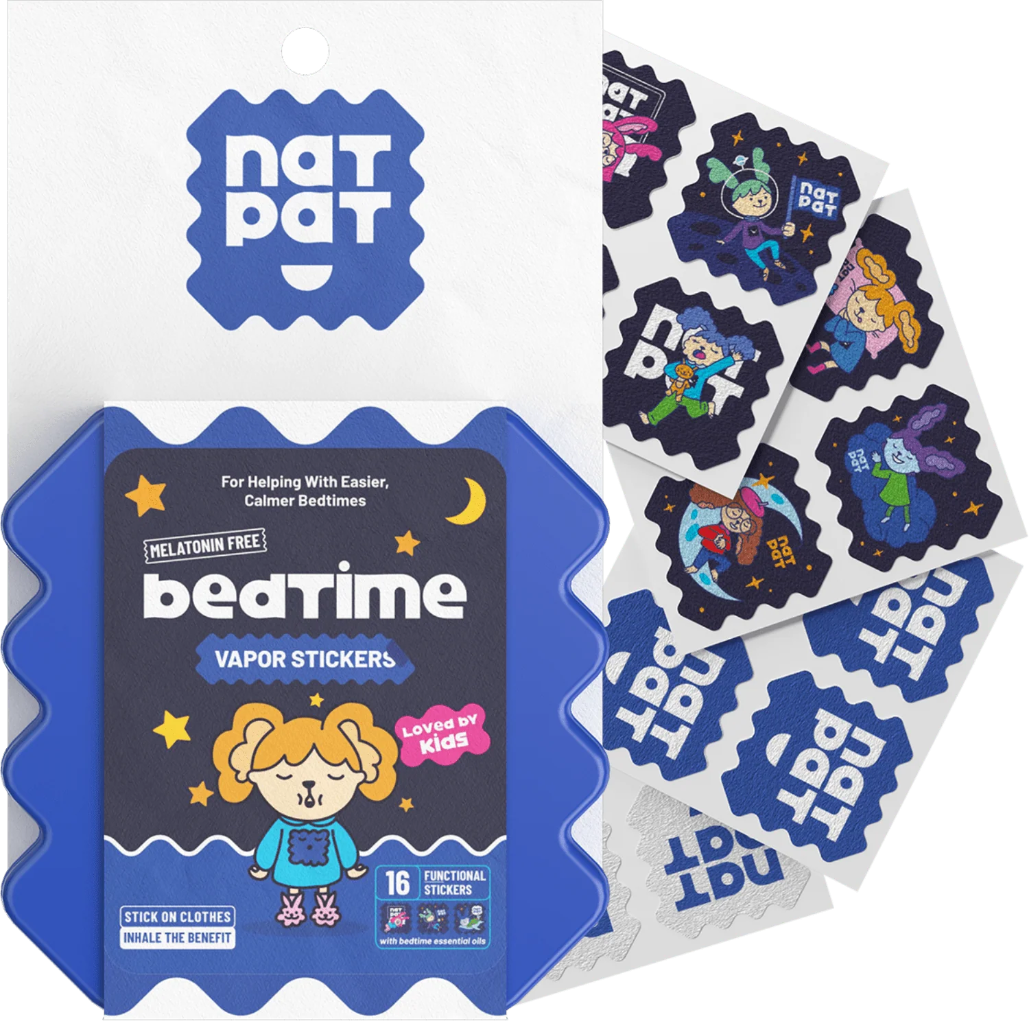 NatPat Kids Bedtime Sleep Promoting Sticker 16pk - 10 Resale Packs in a Display Box - Image 2