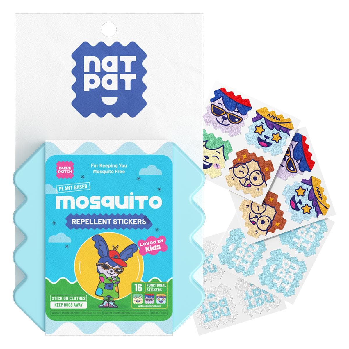NatPat Kids Mosquito Repellent Stickers 16s - 10 Resale Packs in a Display Box (MC) - Image 2